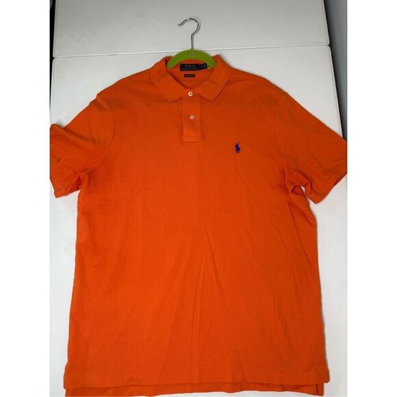 Polo Ralph Lauren Men’s Cotton Polo Shirt Orange Size L Classic Fit Logo - Picture 5 of 8